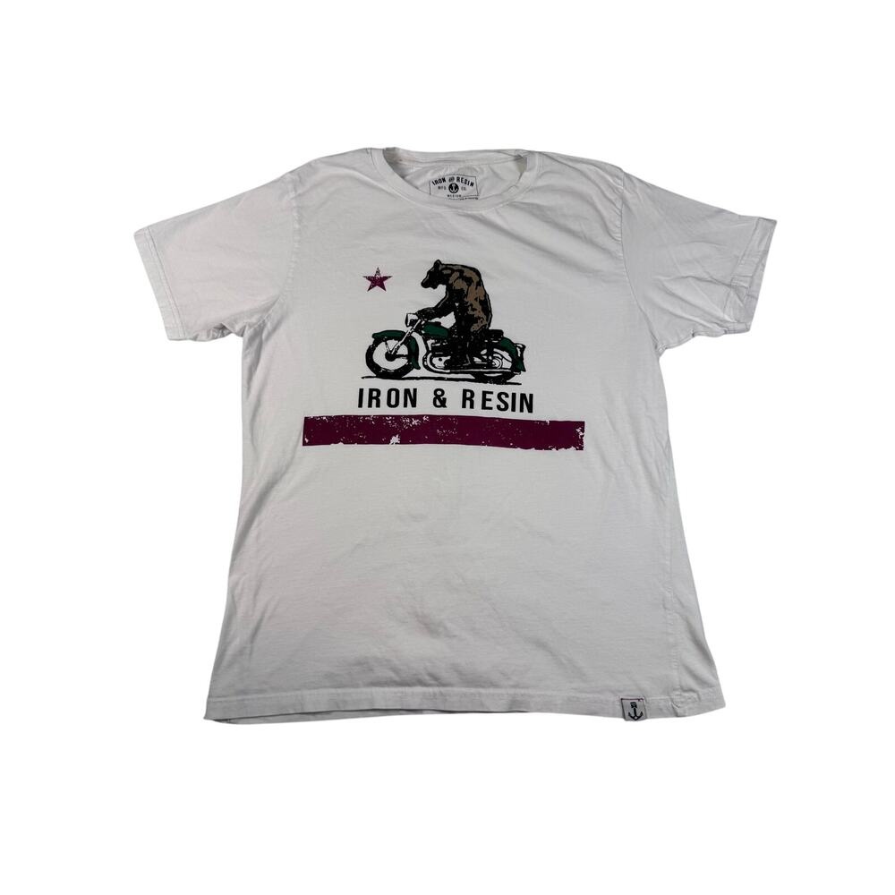 Iron & Resin Bear Motorcycle T Shirt Men’s Medium Organic Cotton Graphic Tee